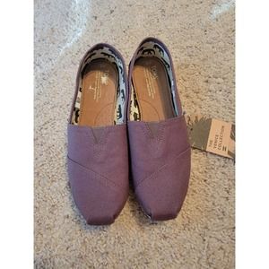 NWT TOMS ash canvas Ballet Flats Canvas ONE FOR 1 Loafers Shoes Sz 9w